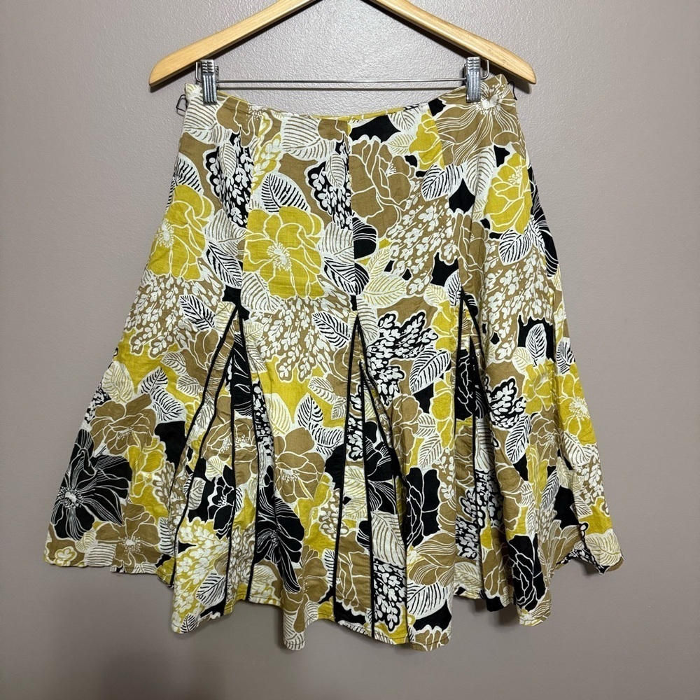 Willi Smith Floral Midi Skirt Women's Size 8 Neutral 100% Cotton - Picture 5 of 7